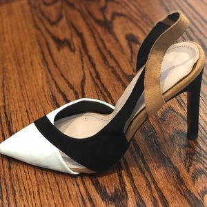 Zara pointed toe stilettos, Black white and Tan
